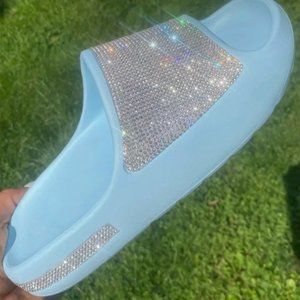 Crystal Bling Slides Sandals NIB! Baby Blue